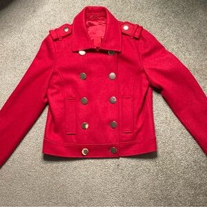 Joe Fresh Cropped Red Pea Coat
